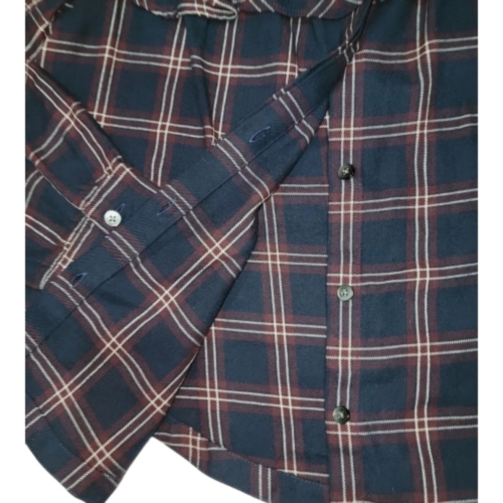 XL Madewell 100% Cotton Berkshire Plaid Ruffle Yoke Button Down Long Sleeve - Picture 5 of 8